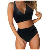 MaNMaNing Kadın bölünmüş mayo bikini seksi kenar çizgili bikini seti Push Up iki parçalı plaj kadın mayo (, Siyah, 5XL