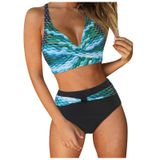 MaNMaNing Kadın bölünmüş mayo bikini seksi kenar çizgili bikini seti Push Up iki parçalı plaj kadın mayo (, Yeşil., M