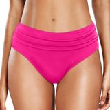 MaNMaNing Kadın Büyük Beden Yüksek Bel Bikini Altı Toplanmış Yüksek Kesim Tam Koruma Spor Yoga Bikini Altı Rahat Plaj Kadın (, sıcak gül rengi, XL