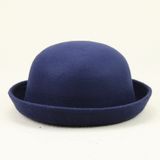 MaNMaNing Kadın şık şapka Kenarı sarılabilir Panama Bowler Şapka Bucket Hat Yuvarlak Kadın Erkek Yün Şapka (, Lacivert, Tek Beden