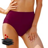 MaNMaNing Kadın Siyah Yüksek Bel Bikini Altı Retro Basic Tam Koruma Orta Bel Mayo Kadın (, Şarap, M