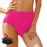 MaNMaNing Kadın Siyah Yüksek Bel Bikini Altı Retro Basic Tam Koruma Orta Bel Mayo Kadın (, sıcak gül rengi, L