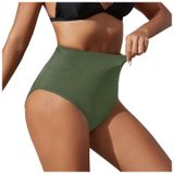 MaNMaNing Kadın siyah yüksek bel bikini altı retro basic tam koruma orta bel mayo slip kadın (, Açık Yeşil, L