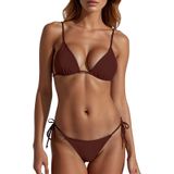 MaNMaNing Kadın String Bikini Seti Siyah Brezilya Üçgen Üst Mayo Seksi Plaj Kadın Bikini (, Kahverengi, L