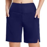 MaNMaNing Kadın Tankini Set Şort Yüksek Bel İpli Cepler Spor Yoga Şortu Entegre Taytlı Kadın Mayosu (, Lacivert, XL