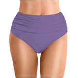 MaNMaNing Kadın yazlık tek renkli bel uzunluğunda pileli plaj çift katmanlı üçgen mayo rahat bikini kadın (, Mor, XXL