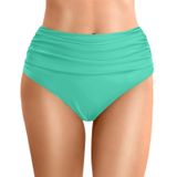 MaNMaNing Kadın yüksek bel bikini altı toplanmış yüksek kesim tam koruma tek renkli tasarım rahat spor kadın bikini altı (, Açık Yeşil, XL