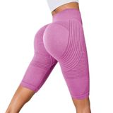 MaNMaNing Kadın Yüksek Bel Dikişsiz Yoga Şortu Kontrollü Po Lift Egzersiz Spor Salonu Fitness 7/8 Kapri Tayt Kadın (, Pembe., 5XL