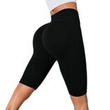 MaNMaNing Kadın Yüksek Bel Dikişsiz Yoga Şortu Kontrollü Po Lift Egzersiz Spor Salonu Fitness 7/8 Kapri Tayt Kadın (, Siyah, 5XL