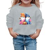 MaNMaNing Kız Cadılar Bayramı Baskılı Kazak Uzun Kollu Yuvarlak Yaka Sweatshirt Günlük Üst Sonbahar Kış Okul Gezi Rahat Yumuşak Kız 3 14 Yaş, Gri, 7-8 Yaş