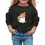 MaNMaNing Kız Cadılar Bayramı Baskılı Kazak Uzun Kollu Yuvarlak Yaka Sweatshirt Günlük Üst Sonbahar Kış Okul Gezi Rahat Yumuşak Kız 3 14 Yaş, Siyah, 11-12 Yaş
