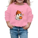 MaNMaNing Kız Cadılar Bayramı Baskılı Sweatshirt Uzun Kollu Yuvarlak Yaka Kazak Günlük Üst Sonbahar Kış Gezi Okul Rahat Yumuşak Kız 3 14 Yaş, Pembe., 3-4 Yaş