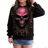 MaNMaNing Kız Cadılar Bayramı Kapüşonlu Kazak İskelet Baskılı Sweatshirt Uzun Kollu Sıcak Polar Ceket Yumuşak Günlük Üst Giyim Genç Kız 3 14 Yaş, Kırmızı, 5-6 Yaş