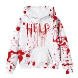MaNMaNing Kız Cadılar Bayramı Kapüşonlu Kazak Sweatshirt Çocuk Rahat Kapüşonlu Baskı Sezon Kutlama 4 14 Yaş Kostüm Kız Çocuk, Beyaz, 12-13 Yaş