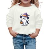 MaNMaNing Kız Cadılar Bayramı Kazak Baskılı Uzun Kollu Yuvarlak Yaka Sweatshirt Casual Üst Sonbahar Kış Okul Gezi Rahat Yumuşak Kız 3 14 Yaş, Beyaz, 11-12 Yaş