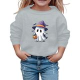 MaNMaNing Kız Cadılar Bayramı Kazak Baskılı Uzun Kollu Yuvarlak Yaka Sweatshirt Casual Üst Sonbahar Kış Okul Gezi Rahat Yumuşak Kız 3 14 Yaş, Gri, 11-12 Yaş