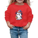 MaNMaNing Kız Cadılar Bayramı Kazak Baskılı Uzun Kollu Yuvarlak Yaka Sweatshirt Casual Üst Sonbahar Kış Okul Gezi Rahat Yumuşak Kız 3 14 Yaş, Kırmızı, 7-8 Yaş