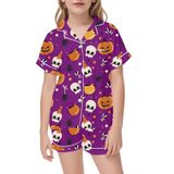 MaNMaNing Kız Cadılar Bayramı Kıyafeti, 2 Parça, Kısa Kollu Baskı, Gündelik, Rahat, Elastik Bel Günlük Kostüm, Kız Çocuğu, 2, 13 Yaş, Mor, 6-7 Yaş