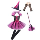 MaNMaNing Kız Cadılar Bayramı Kostümü Tüylü Cadı Kostümü Masquerade Balo Elbisesi Tül Etek Kız, Pembe., 10-12 Yaş
