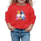 MaNMaNing Kız Cadılar Bayramı Sweatshirt Baskılı Uzun Kollu Yuvarlak Yaka Kazak Günlük Üst Sonbahar Kış Gezi Okul Rahat Yumuşak Kız 3 14 Yaş, Kırmızı, 9-10 Yaş