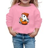 MaNMaNing Kız Cadılar Bayramı Uzun Kollu Kazak Baskılı Yuvarlak Yaka Sweatshirt Günlük Üst Sonbahar Kış Okul Gezi Rahat Yumuşak Kız 3 14 Yaş, Pembe., 7-8 Yaş