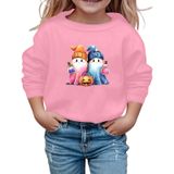 MaNMaNing Kız Cadılar Bayramı Uzun Kollu Sweatshirt Baskılı Yuvarlak Yaka Kazak Günlük Üst Sonbahar Kış Gezi Okul Rahat Yumuşak Kız 3 14 Yaş, Pembe., 11-12 Yaş