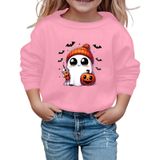 MaNMaNing Kız Cadılar Bayramı Uzun Kollu Sweatshirt Baskılı Yuvarlak Yaka Kazak Günlük Üst Sonbahar Kış Okul Gezi Rahat Yumuşak Kız 3 14 Yaş, Pembe., 13-14 Yaş