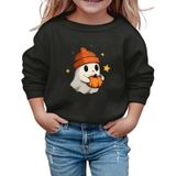 MaNMaNing Kız Cadılar Bayramı Uzun Kollu Sweatshirt Baskılı Yuvarlak Yaka Kazak Günlük Üst Sonbahar Kış Okul Gezi Rahat Yumuşak Kız 3 14 Yaş, Siyah, 5-6 Yaş