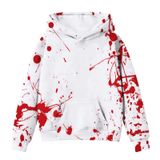 MaNMaNing Kız Çocuk Kapüşonlu Kazak Cadılar Bayramı Baskılı Sweatshirt Rahat Sıcak Cepli Kapüşonlu 4 14 Yaş Kış Günlük Çocuk Kostümü Kız Çocuk Kost, Beyaz, 6-7 Yaş