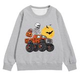 MaNMaNing Kız Çocuk Kapüşonlu Kazak Cadılar Bayramı İskelet Kabak Tarzı Uzun Kollu Grafik Üst Çocuk Sweatshirt Üst Giyim Kız 2 7 Yaş, Gri, 6-7 Yaş