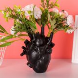 MANMAOHE BTPOUY Siyah Anatomik Kalp Vazo Reçine Çiçek Saksısı Masaüstü Süsleme Çiçekler için Kalp Şekilli Vazolar Kalp Heykeller Ev Dekoru, 11,7 x 16,3 cm