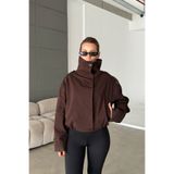 MANMARK Kadın Yüksek Yaka Kol Apolet Detaylı Gabardin Kumaş Oversize Trençkot Ceket