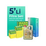 MANN BMW X6 3.0 Dizel Filtre Bakım Seti Castrol Motor Yağlı (2010-2014) 5 Li