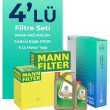Mann Filter Audi A7 3.0 Dizel Quatro 272 Hp Filtre Bakım Seti Cast Rol Motor Yağlı (2014-2018) 4 Lü
