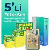 Mann Filter Audi A7 3.0 Dizel Quatro 272 Hp Filtre Bakım Seti Cast Rol Motor Yağlı (2014-2018) 5 Li