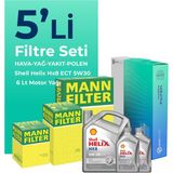 Mann Filter Audi A7 3.0 Dizel QUATRO 272 HP Filtre Bakım Seti Shell Motor Yağlı (2014-2018) 5 Li