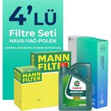 Mann Filter Fiat Linea 1.3 Dizel Filtre Bakım Seti Castrol Motor Yağlı EURO 5 (2009-2017) 4 Lü