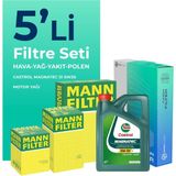Mann Filter Fiat Linea 1.3 Dizel Filtre Bakım Seti Castrol Motor Yağlı EURO 5 (2009-2017) 5 Li