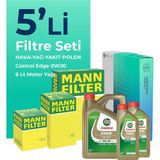 Mann Filter Fılter Volkswagen Caddy 2.0 Dizel Filtre Bakım Seti Castrol Motor Yağlı (2020-2025) 5 Li