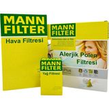 Mann Fılter Ford Focus 2 1.6 Tdci Dizel Mann Filtre Bakım Seti 2008-2011 Hava+Yağ+A.alerjik Polen