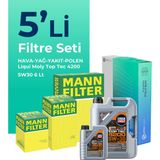 Mann Filter Mann Audi A7 3.0 Dizel Quatro 272 Hp Filtre Bakım Seti Liqui Moly Motor Yağlı (2014-2018) 5 Li