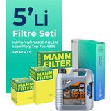 Mann Filter Mann Fiat Linea 1.3 Dizel Filtre Bakım Seti Liqui Moly Motor Yağlı Euro 5 (2009-2017) 5 Li