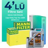 Mann Filter Mann Mercedes CLK200 Kompresor Filtre Bakım Seti Liqui Moly Motor Yağlı (2003-2011) 4 Lü