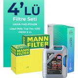 Mann Filter Mann Peugeot 301 1.6 Benzin Vti Filtre Bakım Seti Liqui Moly Motor Yağlı (2012-2016) 4 Lü