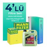 Mann Filter Mann Peugeot 301 1.6 Dizel Filtre Bakım Seti Liqui Moly Motor Yağlı (2012-2018) 4 Lü