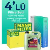 Mann Filter Mann Volkswagen Polo 1.4 Benzin Filtre Bakım Seti Liqui Moly Motor Yağlı (2011-2014) 4 Lü