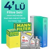 Mann Filter Mercedes C200 Kompresor Filtre Bakım Seti Shell Motor Yağlı (2008-2012) 4 Lü