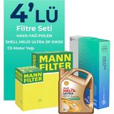 Mann Filter Opel Insignia 1.5 Turbo Filtre Bakım Seti Shell Motor Yağlı (2017-2023) 4 Lü