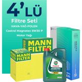 Mann Filter Peugeot 301 1.2 Benzin Puretech Filtre Bakım Seti Castrol Motor Yağlı (2012-2021) 4 Lü