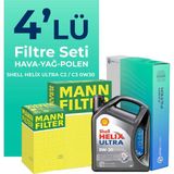 Mann Filter Peugeot 301 1.2 Benzin Vti Filtre Bakım Seti Shell Motor Yağlı (2012-2015) 4 Lü